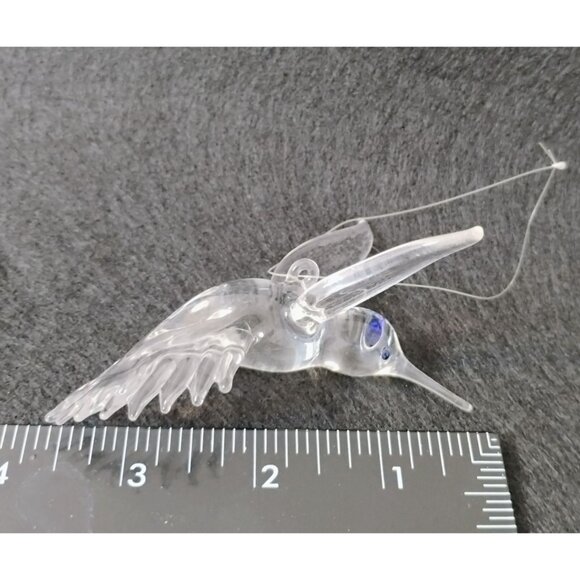 Vintage Clear Crystal Glass HUMMINGBIRD Ornament, Blue Eye Bird Sun Catcher - Picture 2 of 13